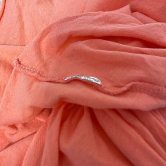 🟢Forever21 Coral Shoulder Cut Out Front Knot Oversized Cropped Top Sz XS - Picture 6 of 6